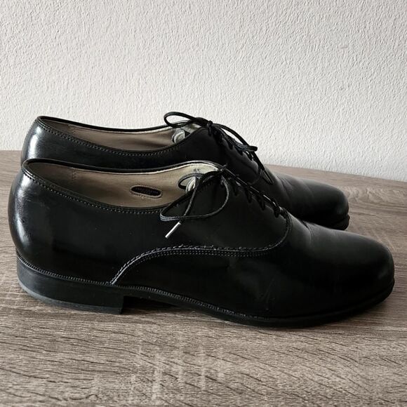 MENS " FLORSHEIM COMFORTECH " BLACK COLOR LACE-UP DRESS SHOES - SIZE 9 . - Picture 2 of 4